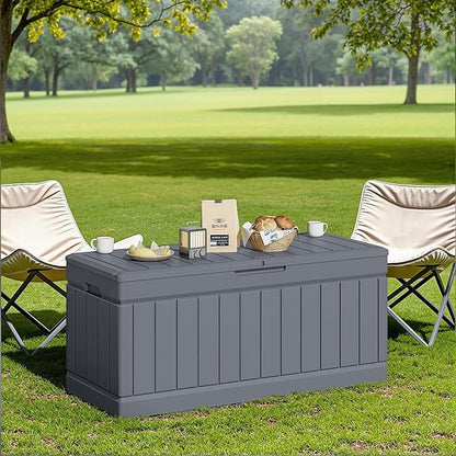 JUMMICO 78 Gallon Outdoor Deck Box Large Resin Storage Box - Image 7