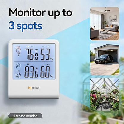 Indoor Outdoor Thermometer Hygrometer, Wireless Digital Temperature & Humidity - Image 5