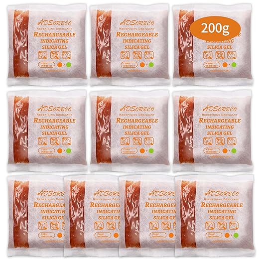Adsorbco Rechargeable 200 Gram 10 Packs Desiccant, Indicating Silica Gel Packets by Unknown