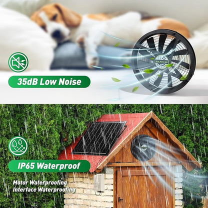 Solar Exhaust Fan with Battery, 40W 10" Solar Powered Fans - Image 4