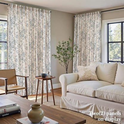 jinchan Linen Floral Curtains Extra Wide - Image 3