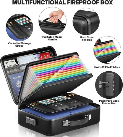 Fireproof Document Box, Hard Case Highly Flame-Resistant Fire Proof Waterproof - Image 5
