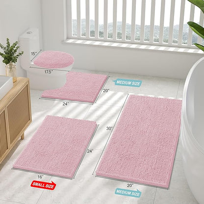 Smiry Luxury Chenille Bathroom Rugs 24x16, Extra Soft and Absorbent Shaggy Bath - Image 2