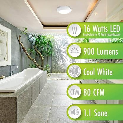 Homewerks 7117-01-WH Bathroom Integrated LED Light Ceiling Mount Exhaust - Image 7