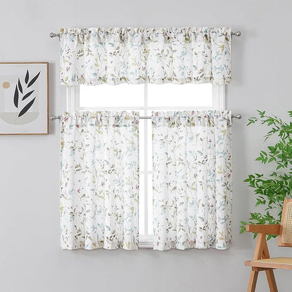 Chyhomenyc Roman Kitchen Curtains 36 Inch Length, Light Filtering Linen Blend - Image 2