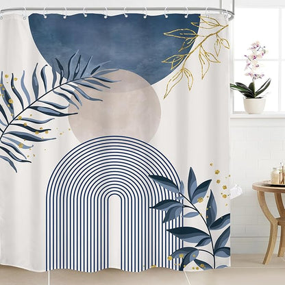 Blue Gray Boho Shower Curtain 72Wx84H Extra Long Dusty Blue Modern Bohemian by MitpokBrand