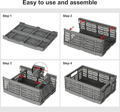 Heavy Duty Plastic Milk Crates for Storage, Collapsible Storage Basket - Image 5