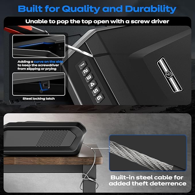 Gun Safe with LCD Display, ≤0.1s Quick Access Handgun Safe - Image 5