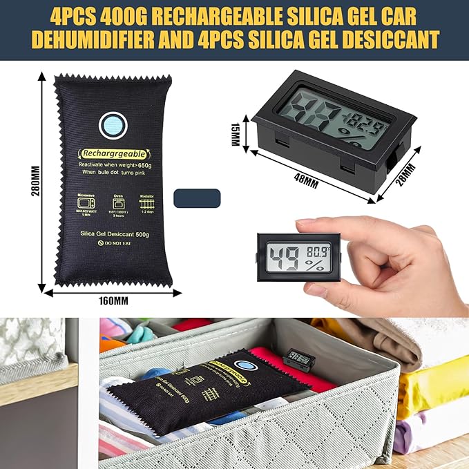 8 Pcs 500 Grams Rechargeable Silica Gel Desiccant Packets - Image 2