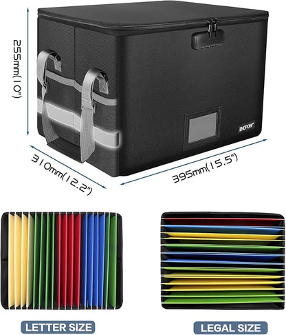 ENGPOW File Box with Lock, Fireproof Document Box with Pockets, Collapsible - Image 5
