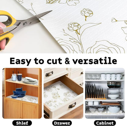 Shelf and Drawer Liner for Kitchen Cabinets Non-Adhesive, Strong Grip Non-Slip - Image 5