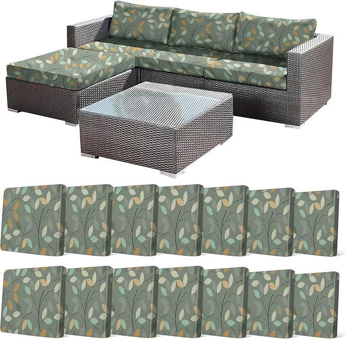 14Pcs Stretch Patio Cushion Cover by CALBODE