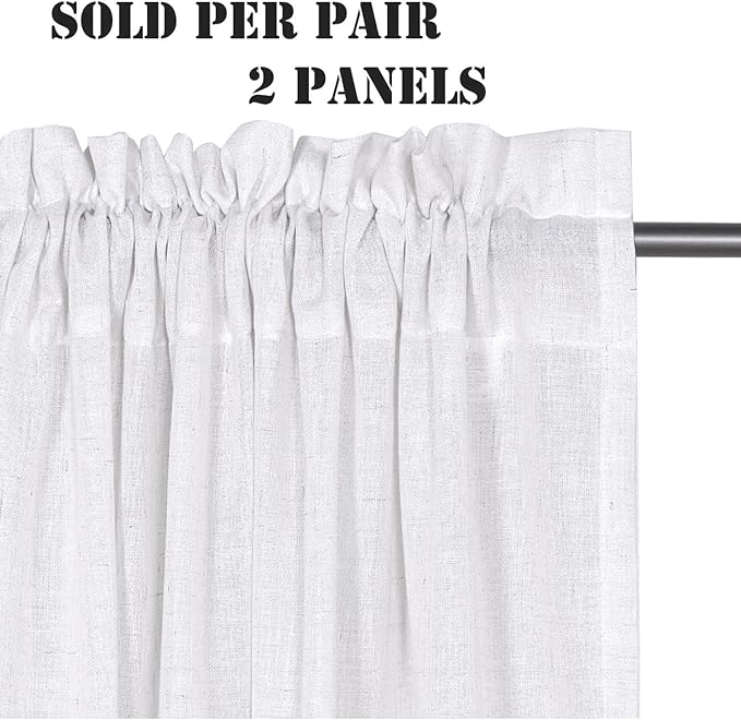 H.VERSAILTEX Linen Curtains Pair Set Functional Open Weave Curtain Highly - Image 2
