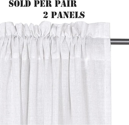 H.VERSAILTEX Linen Curtains Pair Set Functional Open Weave Curtain Highly - Image 2