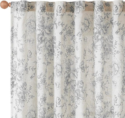 jinchan Linen Blend Curtain Floral Curtains - Image 9