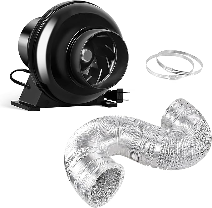 HealSmart 4 Inch 195 CFM Exhaust Inline Vent Booster Blower and 25 Feet by HealSmart