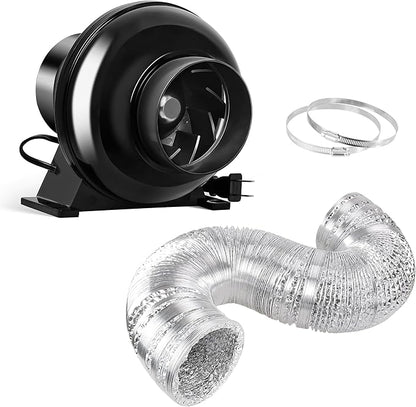 HealSmart 4 Inch 195 CFM Exhaust Inline Vent Booster Blower and 25 Feet by HealSmart