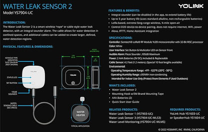 YoLink Water Leak Sensor 2, 1/4 Mile World's Longest Range Smart Home Water - Image 2