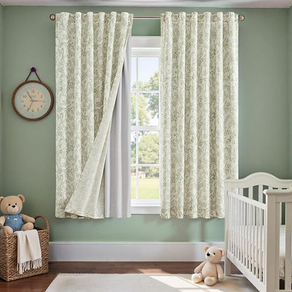 Vangao Linen Curtains with Detachable Blackout Liners Floral Curtains - Image 2