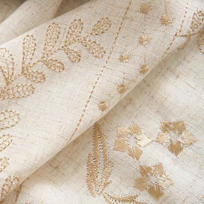 jinchan Belrose 4 Panel Curtains Set 84 Inch Length Floral Curtains Linen Blend - Image 4
