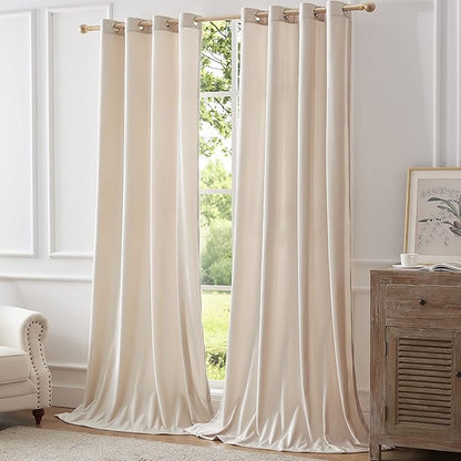 BULBUL Cream Velvet Curtains 63 inch:Ivory Luxury Elegant Living Room - Image 7