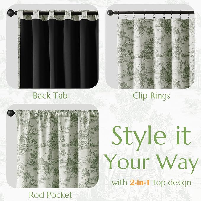 jinchan 95% Blackout Toile Curtains - Image 5