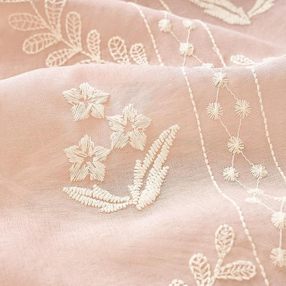 jinchan Belrose Pink Floral Sheer Curtains - Image 6