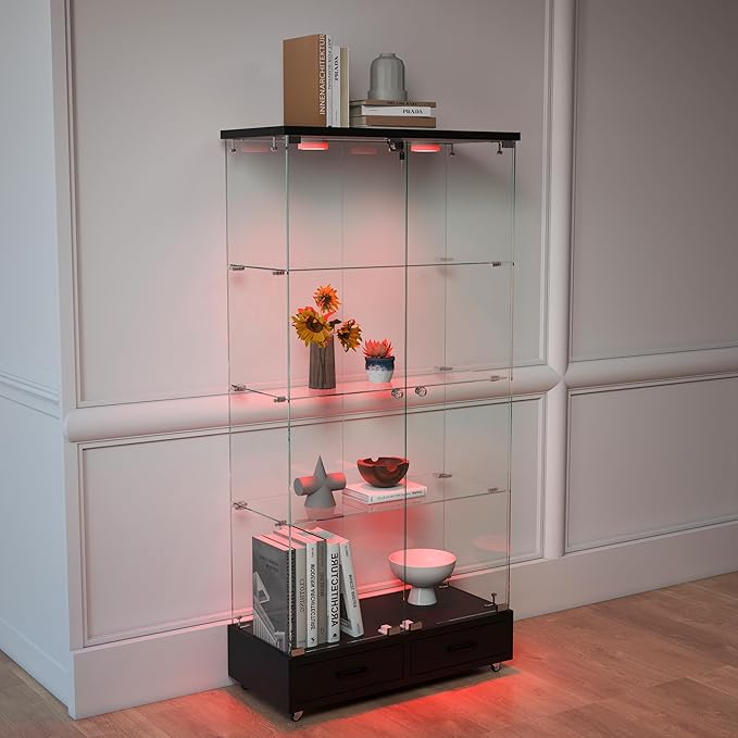 Yoluckea 4-Tier Glass Display Cabinet - Image 8