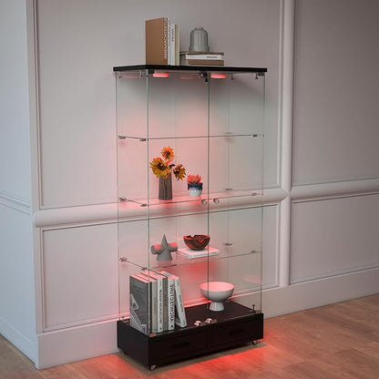Yoluckea 4-Tier Glass Display Cabinet - Image 8