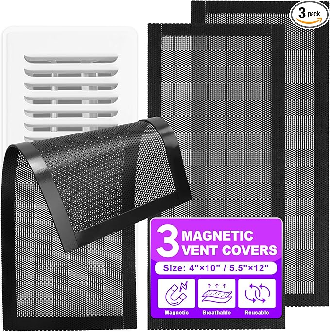 Floor Vent Covers, 5.5" x 12" Magnetic Vent Covers Air Vent Covers Mesh Screen by KeeTidy