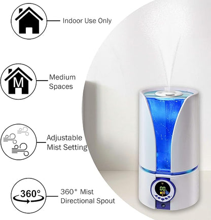CCC Comfort Zone CZHD81 Whisper-Quiet Cool Mist Digital Ultrasonic Humidifier - Image 2