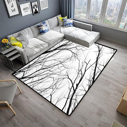 Broadloom Black Branches Printing Patterns Anti-Slip Backing Area Rugs Stain - Image 2