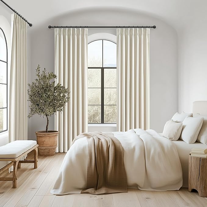 Cream Pleat Blackout Curtains 84 Inch Length 2 Panels Set - Image 6