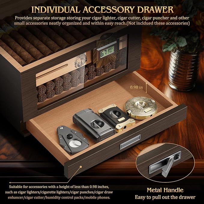 TISFA Cigar Humidor Cedar Wood Cigar Box - Image 7