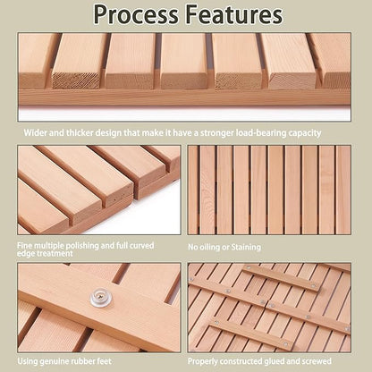 bingaai Cedar Wood Bath Mat 48 × 23.6 in, Wooden Bath Mats, Cedar Wood Shower - Image 3
