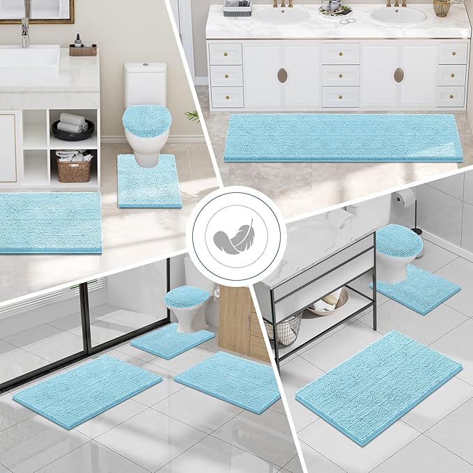 Smiry Luxury Chenille Bathroom Rugs 59x24, Extra Soft and Absorbent Shaggy Bath - Image 8