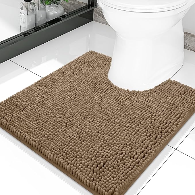 Smiry Luxury Chenille Toilet Rugs U-Shaped 20x20, Soft Absorbent Non-Slip by Smiry