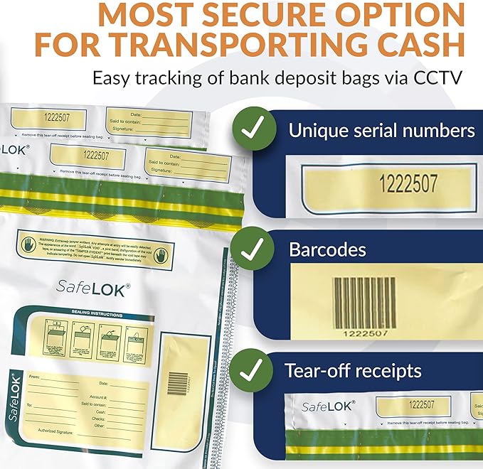 ControlTek SafeLok 12" x 16", 50 Bags, Tamper-Evident Deposit Bags - Image 6