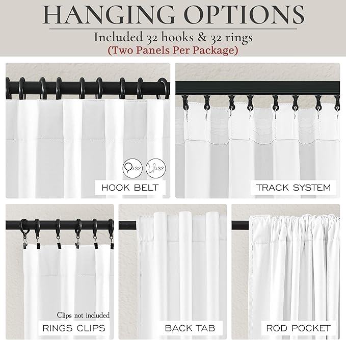 BrightWhite 100% Blackout Cafe Curtains 45 Inches Long 2 Panels Set, Short - Image 3