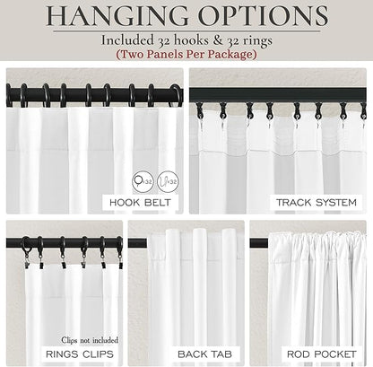 Pure White Linen Drapes 84 Inch Length 2 Panels Set - Image 4