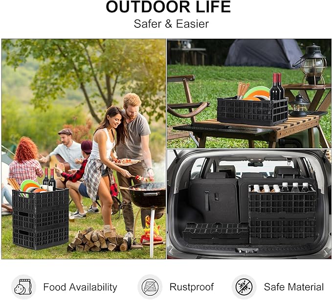 4-Pack Heavy Duty Stackable Storage Crates Plastic Collapsible Milk Crate - Image 3