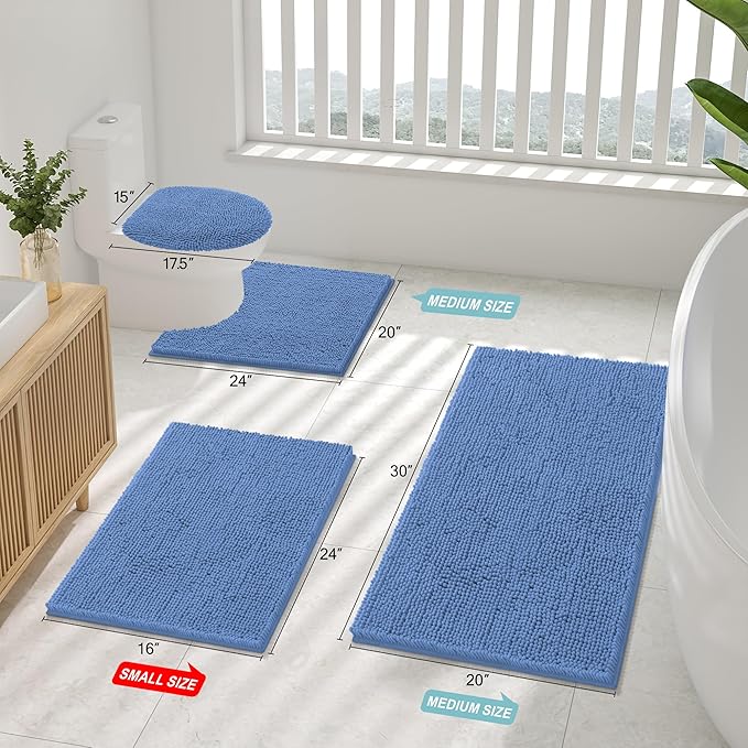 Smiry Luxury Chenille Bathroom Rugs 30x20, Extra Soft and Absorbent Shaggy Bath - Image 2