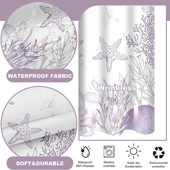 Extra Long No Hook Shower Curtain - Image 3