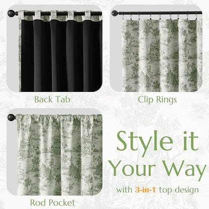 jinchan 95% Blackout Toile Curtains - Image 3