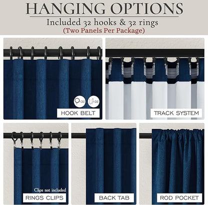 Navy Blue Blackout Curtains 120 Inch Length - Image 4