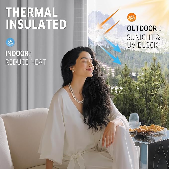 RYB HOME Outdoor Curtains for Patio Waterproof Tab Top Block Sunlight Thermal - Image 4