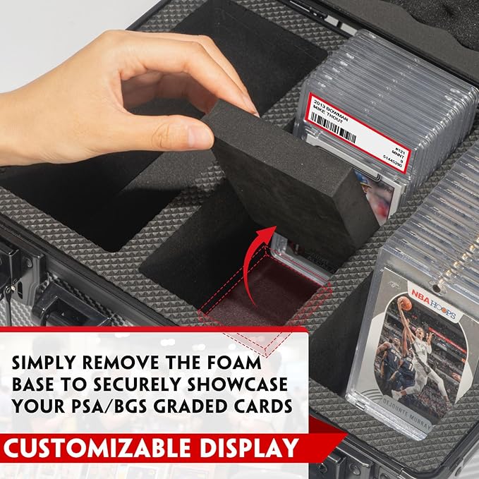 Graded Card Storage Box, Trading Cards Slab Carrying Case, 6 Row Black Hard - Image 5