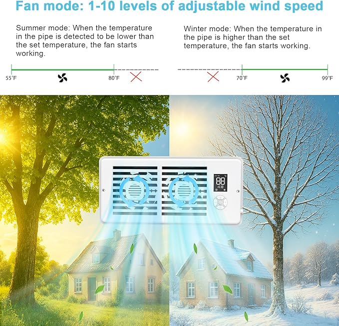 Register Booster Fan for 4" x 10" Vents Only, 10 Speeds to Control Cool & Warm - Image 6