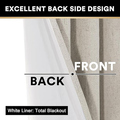 PrinceDeco Linen Blackout Curtains 100% Blackout Curtains - Image 5