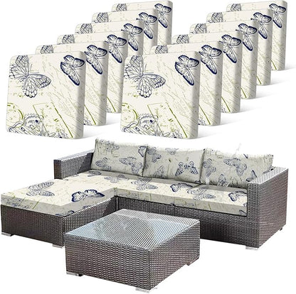 12pcs Outdoor Printed Sofa Seat Cushion Covers Strechable, Waterproof Elastic by CALBODE